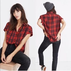 Madewell Central Shirt in Red Tartan Plaid